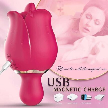 TongueCurve Rose — Mini G-Spot + Licking RealFeel Vibrator