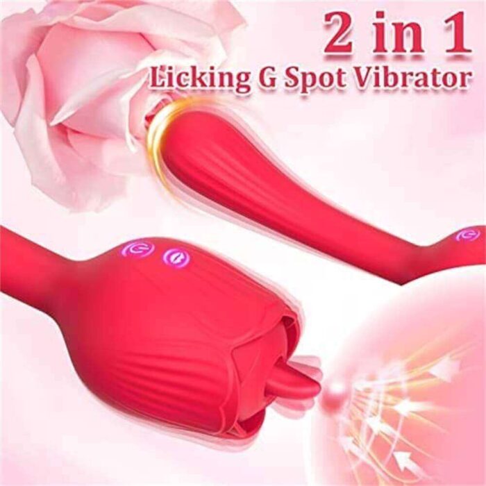 DoraPlus Rose — Licking Clit + G-Spot Silicone Dildo