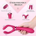 Elda Bend Rose — Posable Couple's Vibrator, Wine Red - Image 3