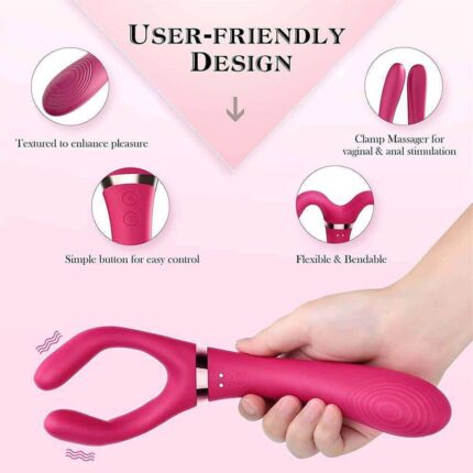 Elda Bend Rose — Posable Couple's Vibrator, Wine Red