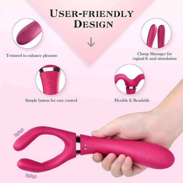 Elda Bend Rose — Posable Couple's Vibrator, Wine Red