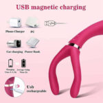 Elda Bend Rose — Posable Couple's Vibrator, Wine Red - Image 6