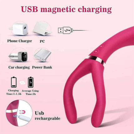 Elda Bend Rose — Posable Couple's Vibrator, Wine Red