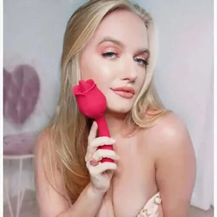 TongueG Rose — Licker + G-Spot Silicone Dildo