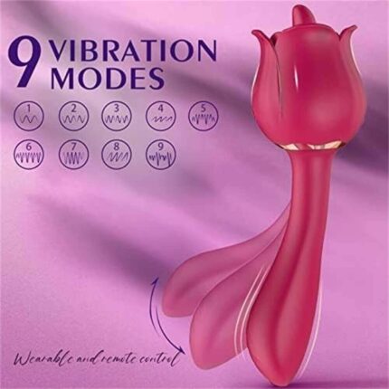 TongueG Rose — Licker + G-Spot Silicone Dildo