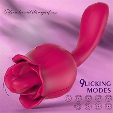TongueG Rose — Licker + G-Spot Silicone Dildo
