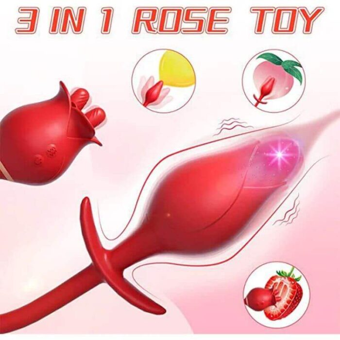 His Rose Duo — Tongue Licking + Vibrating Butt Plug for Men