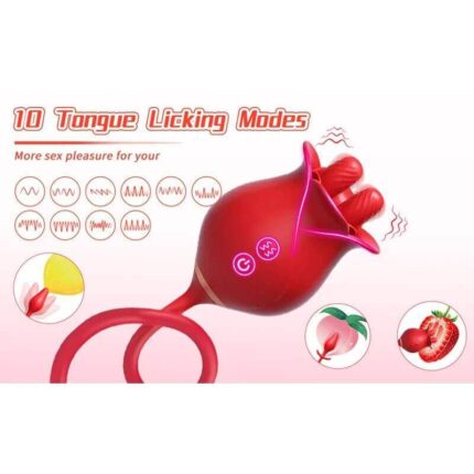 His Rose Duo — Tongue Licking + Vibrating Butt Plug for Men