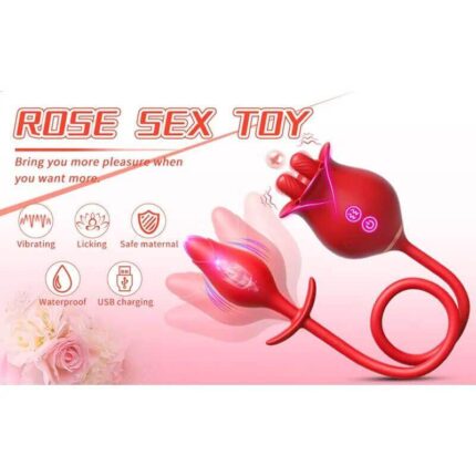 His Rose Duo — Tongue Licking + Vibrating Butt Plug for Men