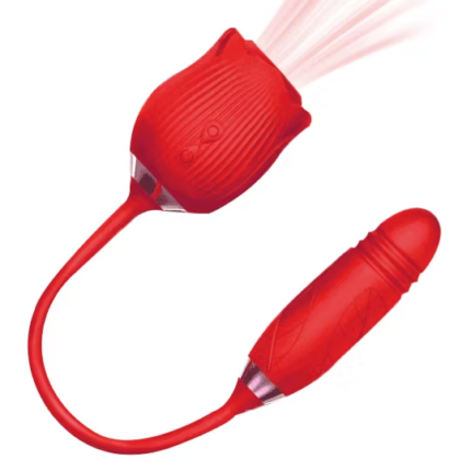 ThrustVibe Rose — 2-in-1 Suction + Thrusting Dildo