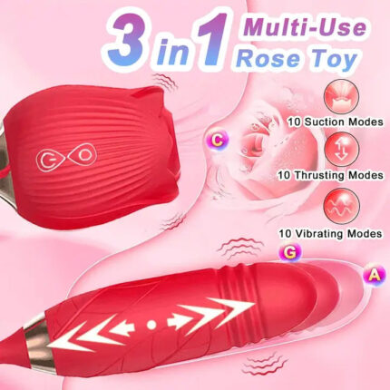 ThrustVibe Rose — 2-in-1 Suction + Thrusting Dildo