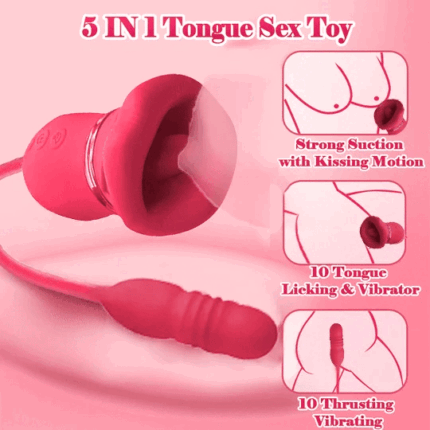 BigMouth Thrust Rose — Tongue Licking + Telescopic Dildo